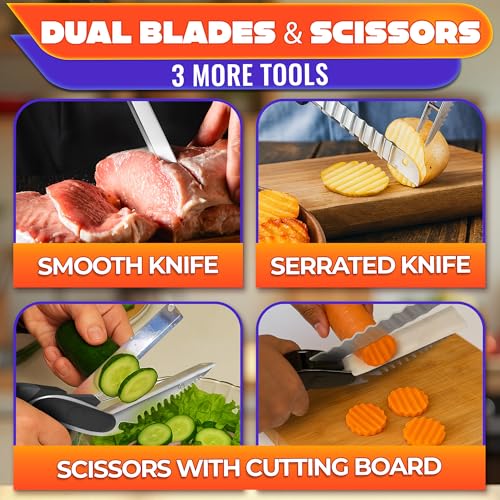 7-in-1 Cutting Board Scissors for Food, Stainless Steel