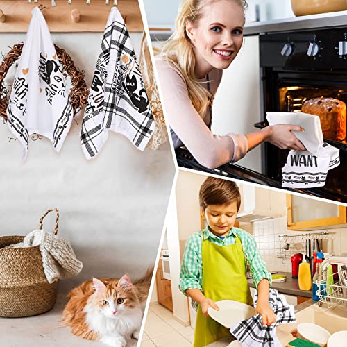 6 Pcs Black Cat Theme Kitchen Towels Funny Dish Towel (Black Cat)