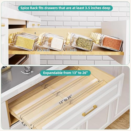 Acrylic Spice Drawer Organizer Insert (4 Pack)
