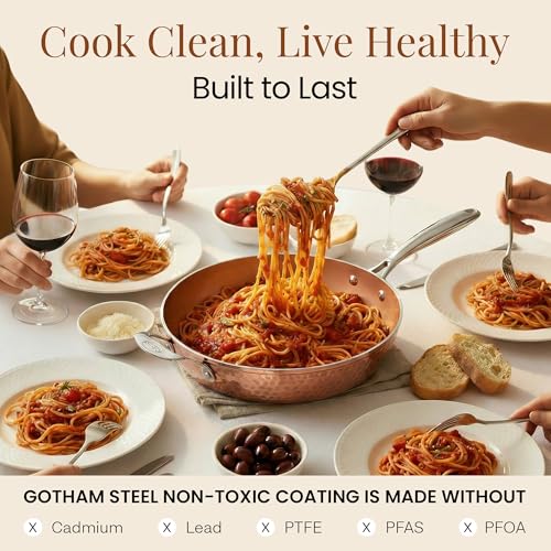 Hammered Copper 14 Inch Non Stick Frying Pan with Lid (14 inch Frying Pan with Lid)