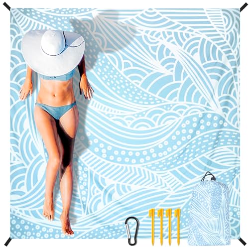Beach Blanket Waterproof Sandproof Extra Large Beach Mat 79" X 83"