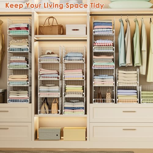 5 Tier Stackable Closet Storage Shelves (White / 5-Tier)