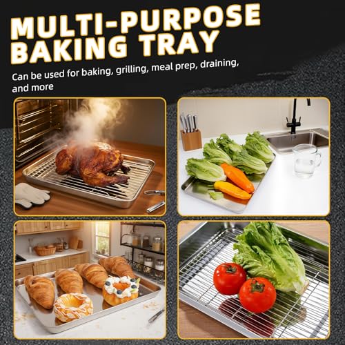 4 PCS Stainless Steel Baking Sheet Set 10