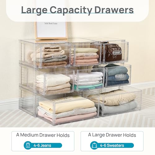 2 Pack Clear Stackable Storage Drawers 15QT (Medium)