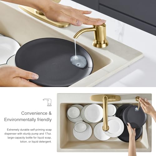 Dish Soap Dispenser for Kitchen Sink (Gold Brushed)