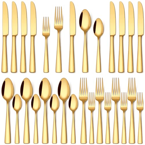 20 Pcs Gold Silverware Set (Gold)