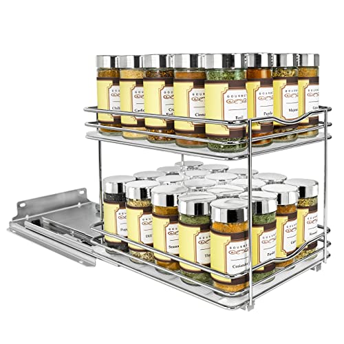 Pull Out Spice Organization for Cabinets (Chrome / 8-1/4" - 2 Tier)