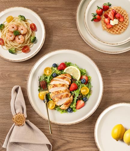 Stoneware Dinnerware Sets for 4 (Service for 4 / Beige (Handbrush Rim))