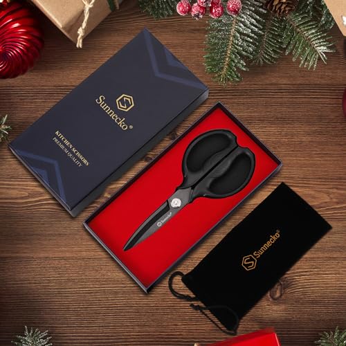 Kitchen Scissors All Purpose Heavy Duty Scissors Titanium Coated (8 Inch Black)