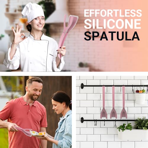 Silicone Egg Flipper Spatula Tongs (Pink)