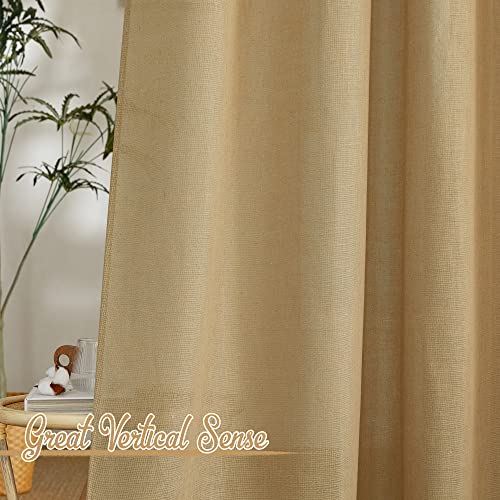 Linen Brown Curtains & Drapes Privacy with Light Filtering (52"W x 84"L (Pack of 2) / Linen Brown)