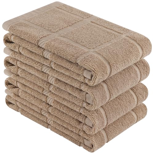 100% Cotton Kitchen Towels 18"x28" (Khaki / 18 x 28 - 4 Pack)