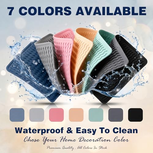 2 Pack Caketime Silicone Dish Drying Mat for Kitchen Counter Escurridor de Trastes para Cocina Cooking Dining Hot Pads Rubber Palcemats Coffee Bar Must Haves Women Gifts 15"x11.5" Green (Green / 15"*11.5")