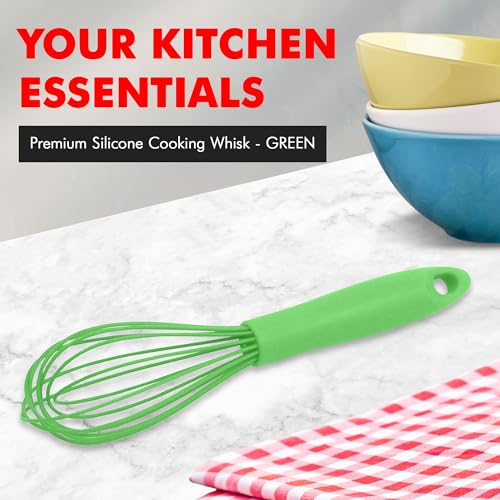 Premium Silicone Wire Cooking Whisk (Green / 10.5 inch)