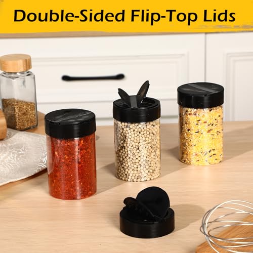 30 Pack 8.4 oz Plastic Spice Jars with Black Cap Empty Clear Plastic Spice Bottle Containers Reusable Seasoning Jars with Shaker Lids for Kitchen Storing and Dispensing Salt Powders (8.4 oz)