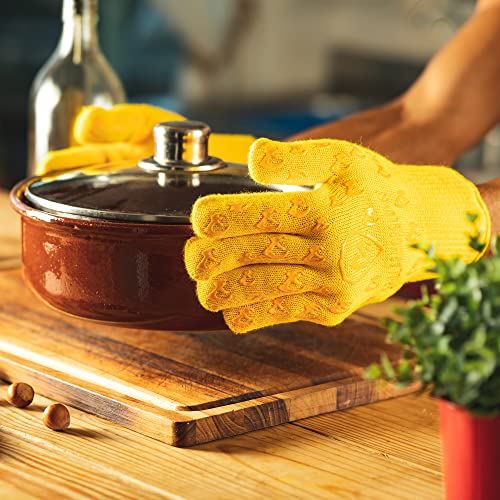 Grill Armor Oven Gloves with Fingers (One Size Fits Most Standard Cuff / Yellow)