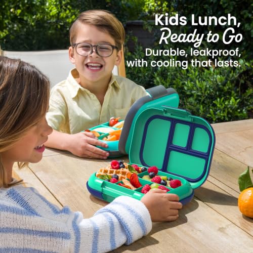 Chill Kids 4 Compartment Bento Box Leakproof Lunch Box (Green/Navy)