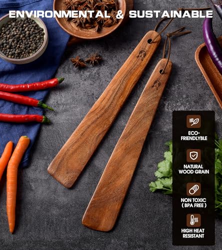 12" Teak Wooden Spatula for Cooking (2PCS Wooden Spatula)