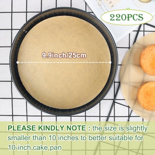 220pcs 10 Inch Parchment Paper Rounds for Cake Pans (10inch-220pcs / Unbleached)
