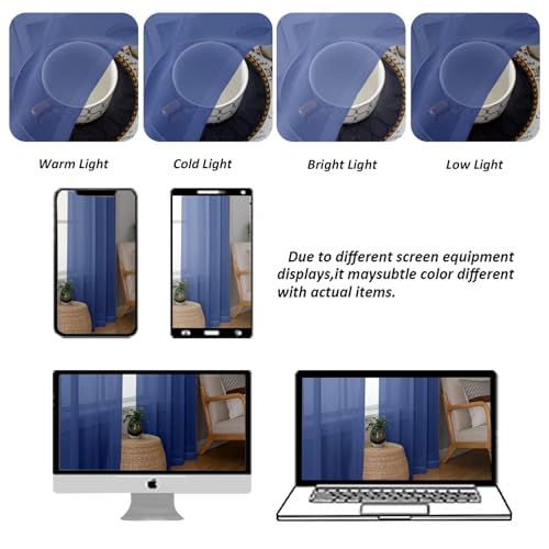 Royal Blue Sheer Curtains 78 Inches Long 2 Panels Set for Living Room (Royal Blue / 42"W x 78"L (Pack of 2))