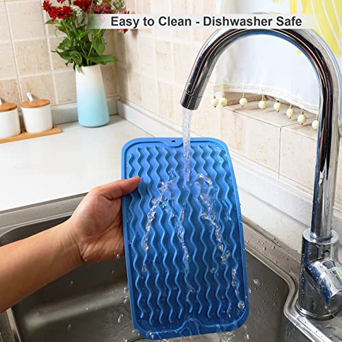 Small Silicone Drying Mat & Sink Caddy (Lichen Blue / 12" x 6")