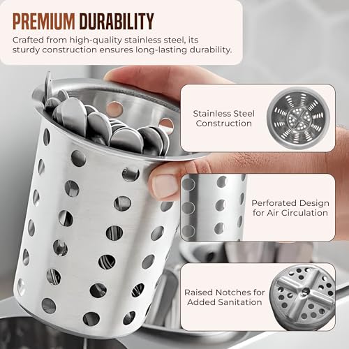 Perforated Stainless Steel Utensil Drying Cup (Stainless Steel)
