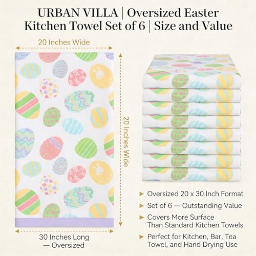 Kitchen Towels Cotton Dish Towels 20”x30” (20" x 30" (Set of 6) / 017 Egg Print)