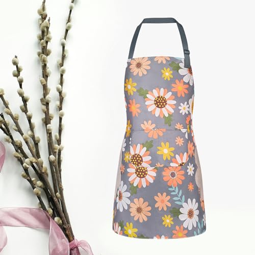 2 Pack Floral Aprons with Pocket (2pack #C)