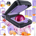 15-in-1 Vegetable Chopper, Food Veggie Chopper With Container (Purple / 10 blades)