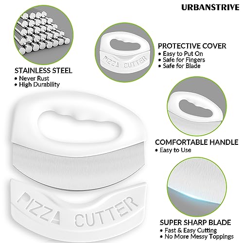 Pizza Cutter with Blade Cover Stainless Steel Upgraded Sharper Blade White (White)