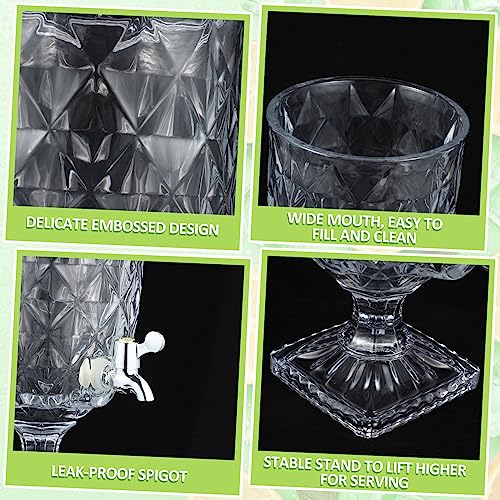2 Pieces 1.3 Gallon Drink Dispensers for Parties Crystal Iced Beverage Dispenser with Stand and Spigot (Delicate)