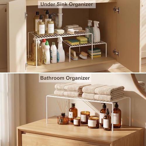 Kitchen Cabinet Storage Shelf Rack (White)
