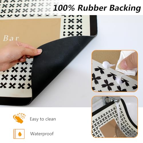 Coffee Mat Dish Drying Mat Hide Stain High Absorbent Bar Mat for Countertops Easy Clean (Beige / 24" x 16")