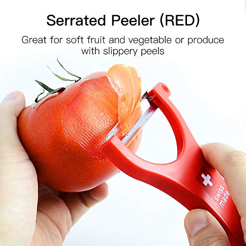 Original Swiss Made Peeler Vegetable&Fruits stainless steel blade Peeler for kitchen (RED-Soft skin Peeler)