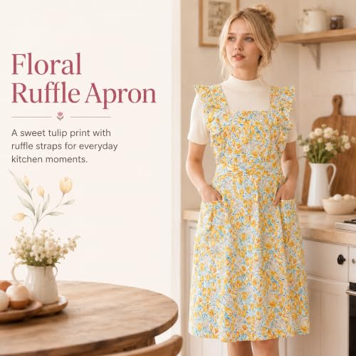 Cute Apron Cooking Baking (Yellow)