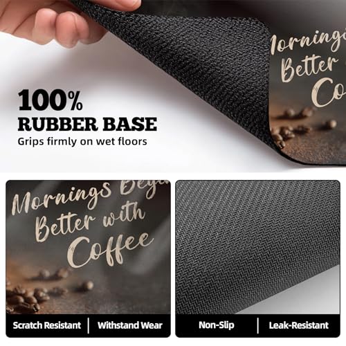 Dish Drying Mat Large Coffee Mat Absorbent Drying Mat for Kitchen Counter Coffee Bar Accessories 32"x 17" (Latte Cups 4)
