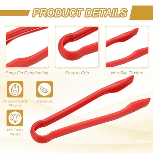 12 Pcs Toaster Tongs (10 Inch / Red)