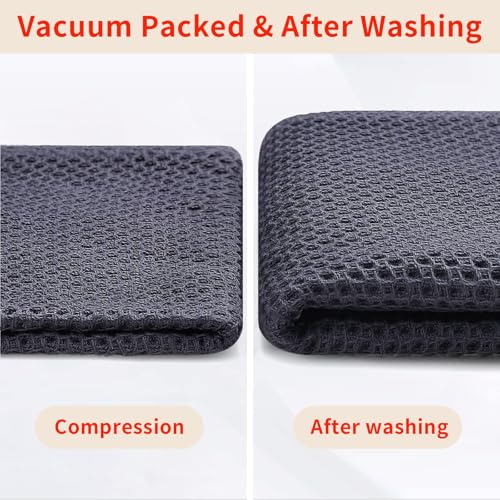 100% Cotton Waffle Weave Kitchen Dish Towels 18 (Dark Grey / 13 X 28 - 18 Pack)