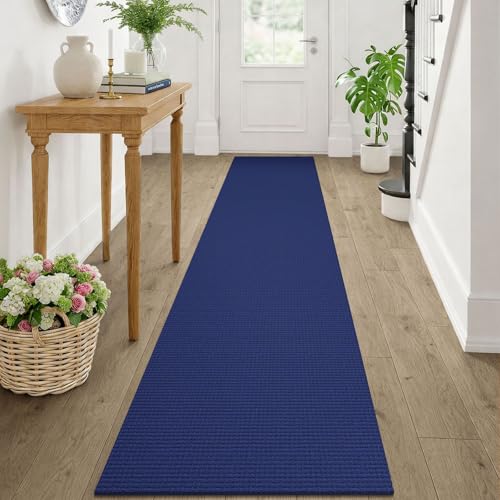 Cotton Runners Rugs for Hallway 2x10 (Deep Navy Blue / 2' x 10' (Runner))
