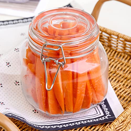 25 oz Glass Jars With Airtight Lids And Leak Proof Rubber Gasket (25oz*4-Round)