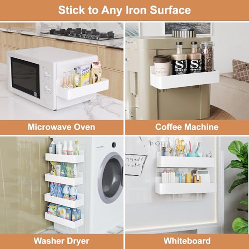 Magnetic Spice Rack for Refrigerator (White / 2 Pack)