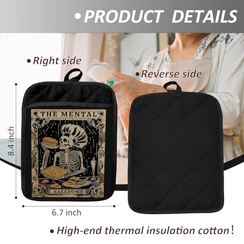 Gothic Skeleton Pot Holders with Pockets (Color-b)
