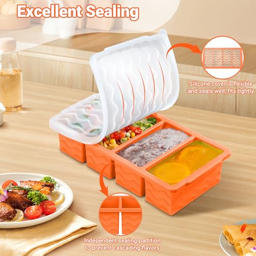 Silicone Freezer Tray for Soup with Lid (Orange)