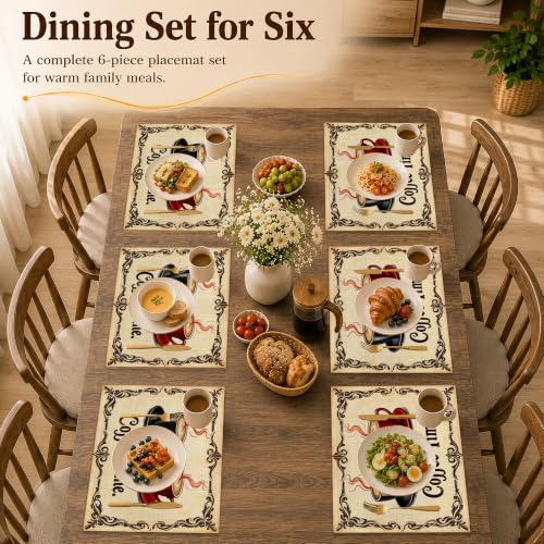 Washable Placemats Set of 6 (Coffee Bar Decor)