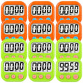 12 Pack Digital Kitchen Timer Small Classroom Timers for Kids Teachers (Orange&green)