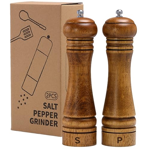Wooden Salt and Pepper Grinder Set (8 Inches-2 Packs)