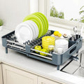 Extendable Stainless Dish Drying Rack for Kitchen Counter (Dark Slate Teal)