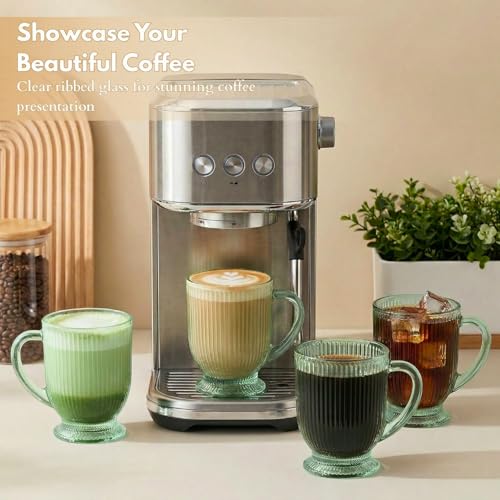 Green Glass Coffee Mugs Set of 4 (Green / Set of 4)