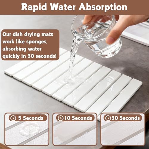 Large Dish Drying Mats for Kitchen Counter (White)