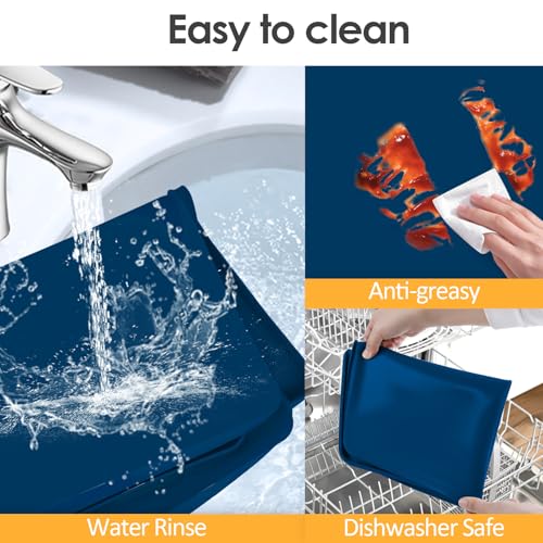 Silicone Coffee Maker Mat with Lip for Countertops (Navy Blue / 19.7'' x 15'')